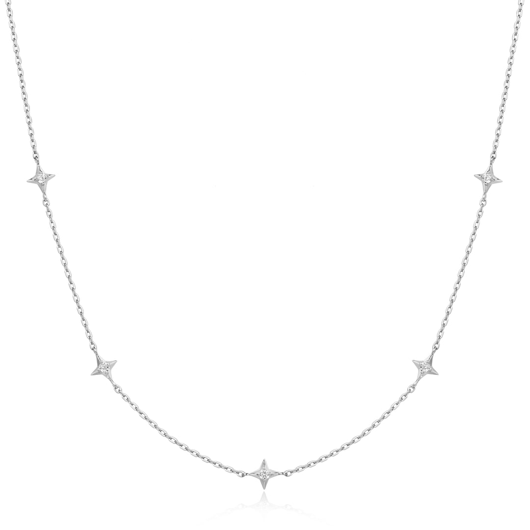 Silver Stars Station Necklace