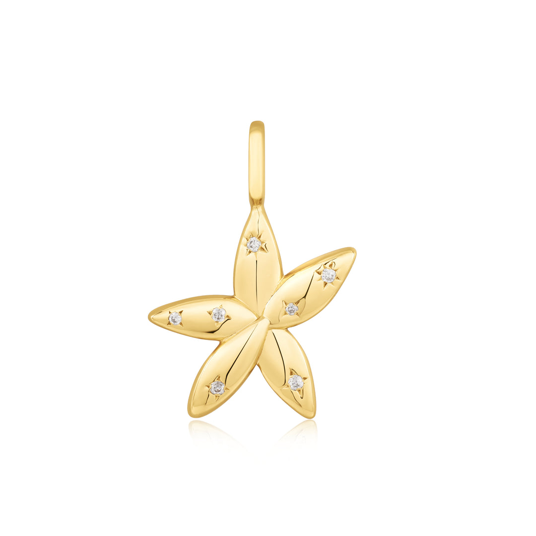 Gold Sparkle Flower Charm