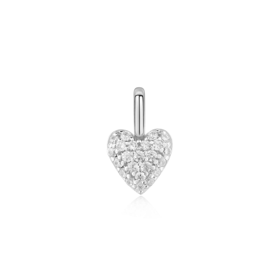 Silver Heart Pavé Charm