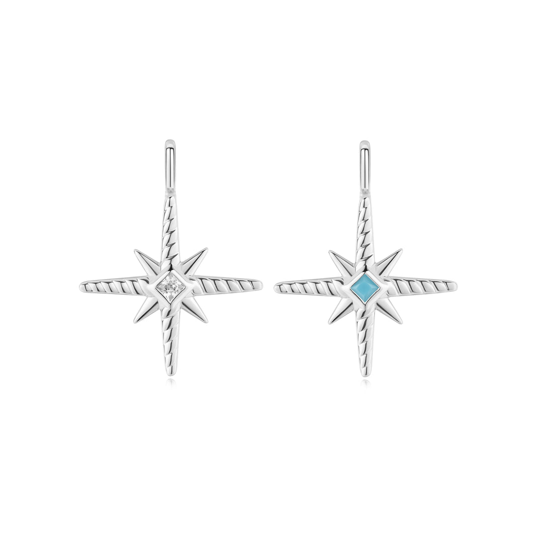 Silver Turquoise and Cubic Zirconia Star Charm