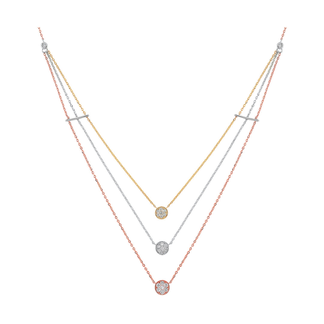 14Kt Tricolor Diamond 1/3Ctw Necklace