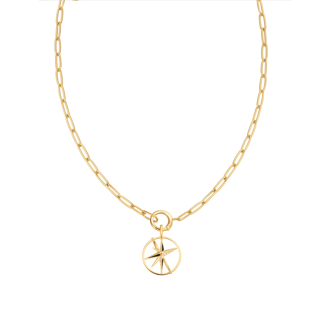 Gold Star Circle Charm Necklace