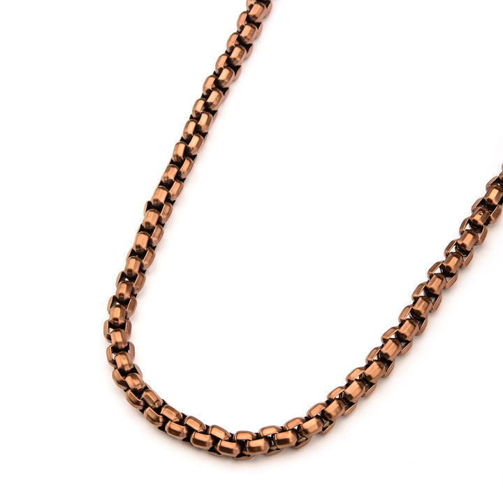 Rose Gold IP Round Box Chain Necklace