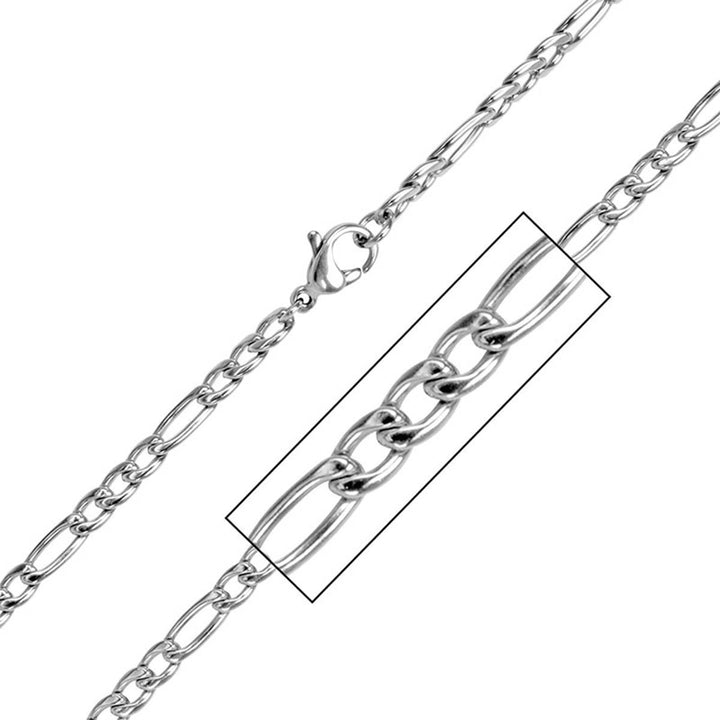 Stainless Steel 4mm Figaro Polished Chain