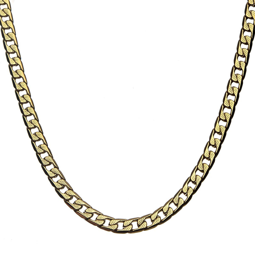 Stainless Steel & Gold IP 7.5mm Figaro Chain Necklace