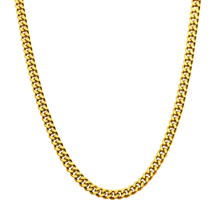 4mm 18Kt Gold IP Diamond Cut Curb Chain Necklace