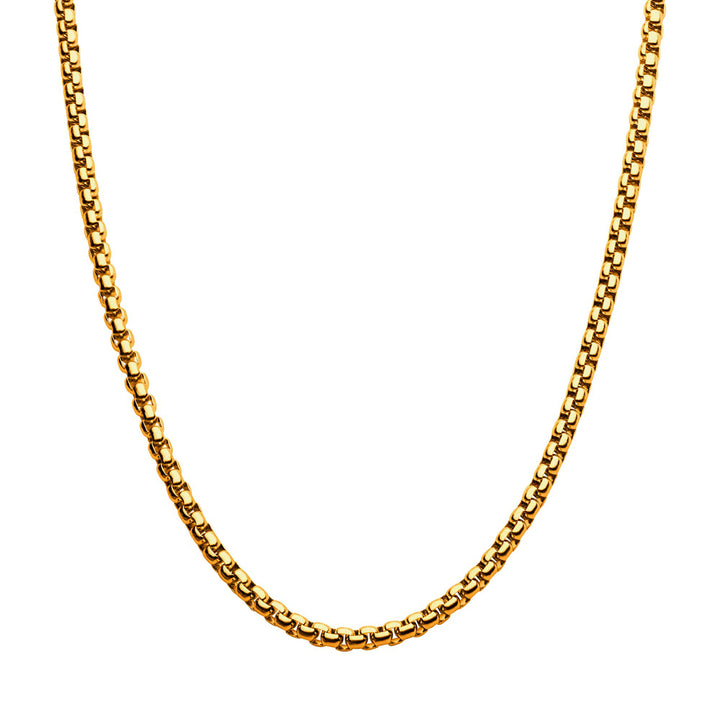 4mm 18Kt Gold IP Bold Box Chain Necklace