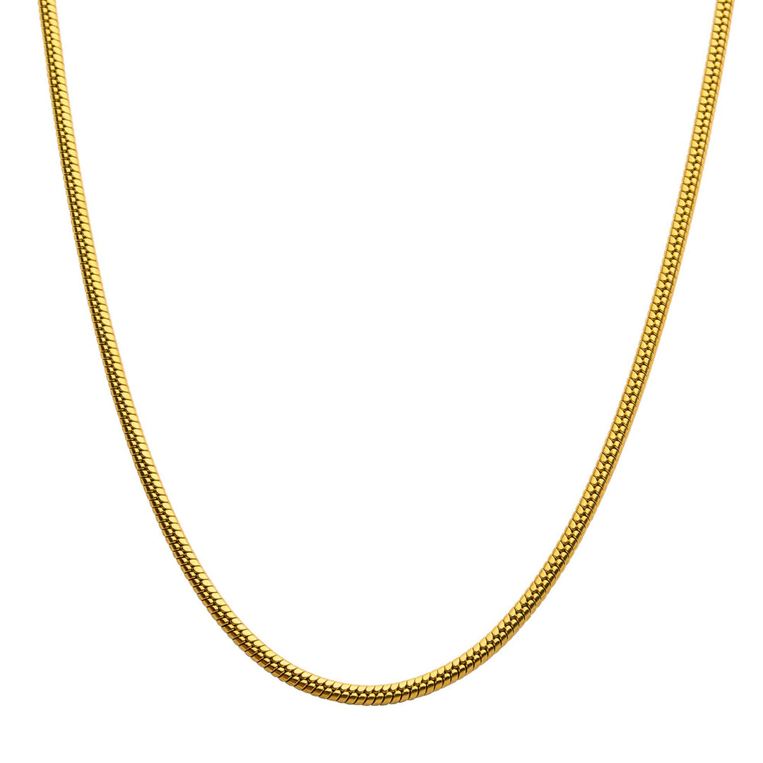 3mm 18Kt Gold IP Rattail Chain Necklace