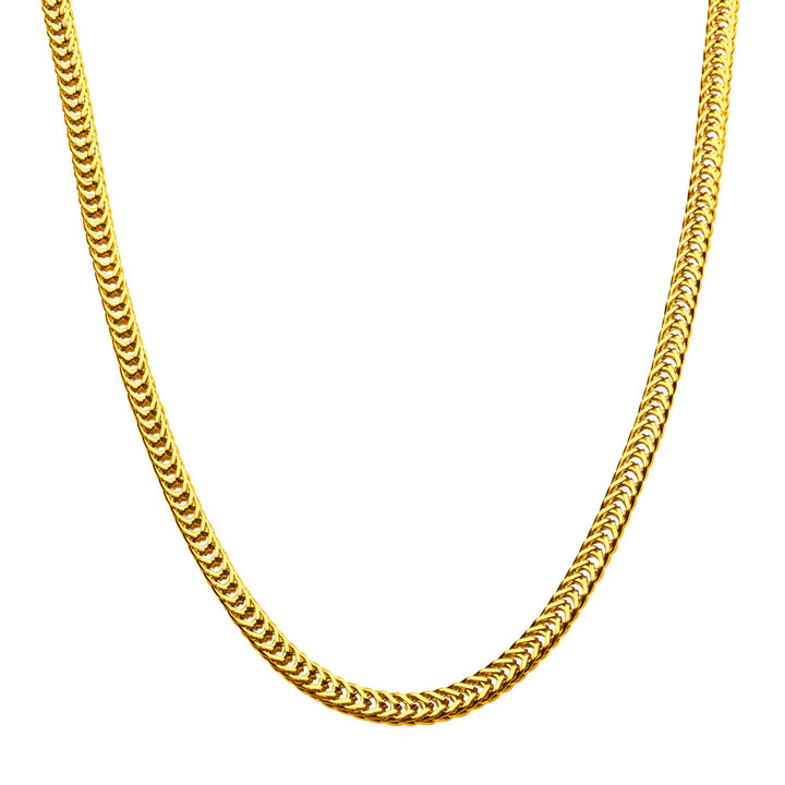 4mm 18Kt Gold IP Foxtail Chain Necklace