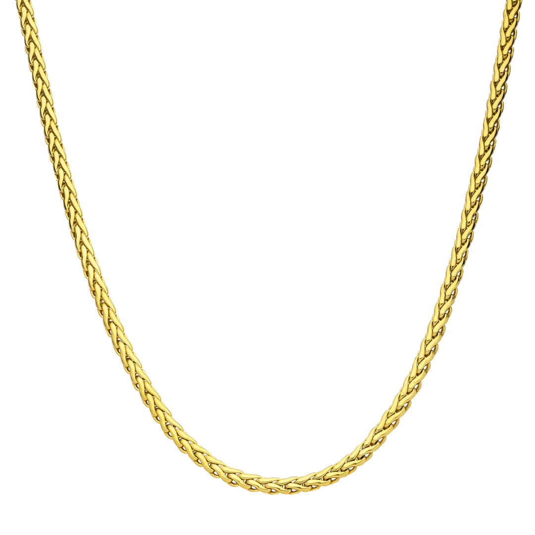 5mm 18Kt High Polished Finish Gold IP Stainless Steel Spiga Chain Necklace