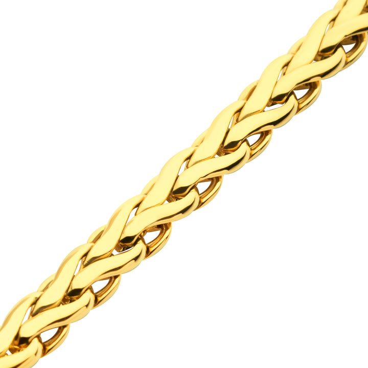 5mm 18Kt High Polished Finish Gold IP Stainless Steel Spiga Chain Bracelet