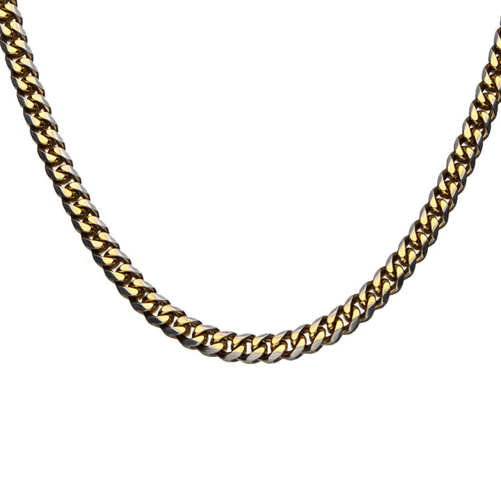 Stainless Steel Gold IP 8mm Curb Chain with Lobster Clasp Necklace