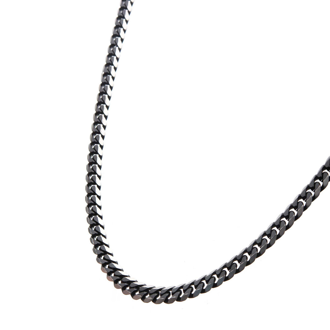 Stainless Steel Black IP 8mm Diamond Curb Chain Necklace