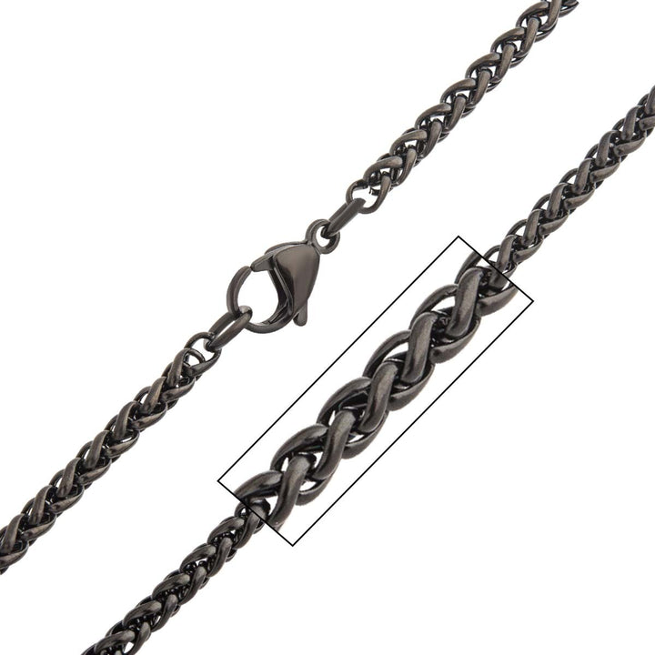 3.4mm Super Black Round Wheat Chain