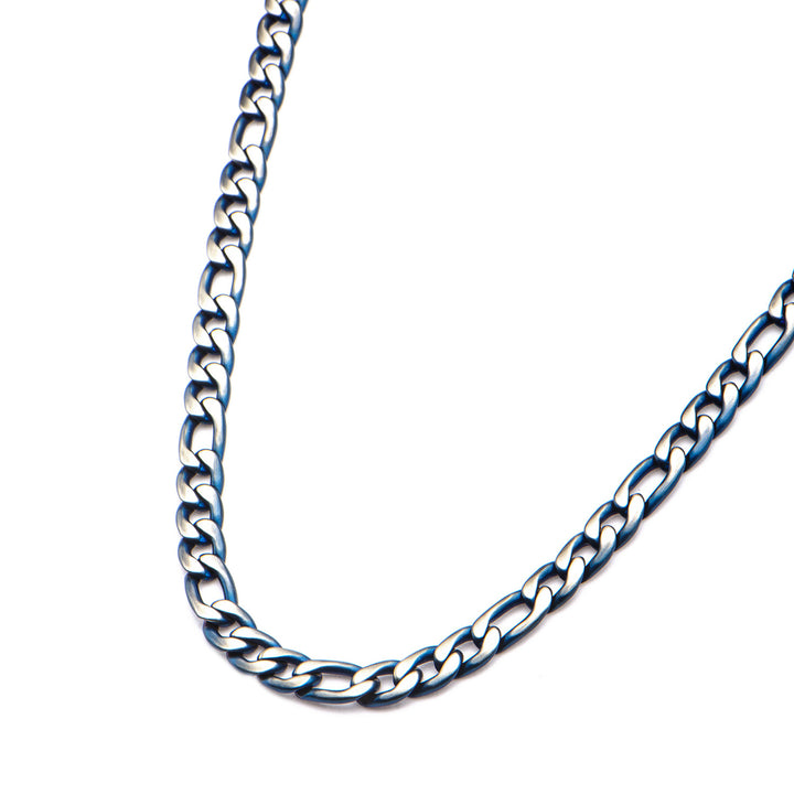 3mm Blue IP Figaro Chain Necklace