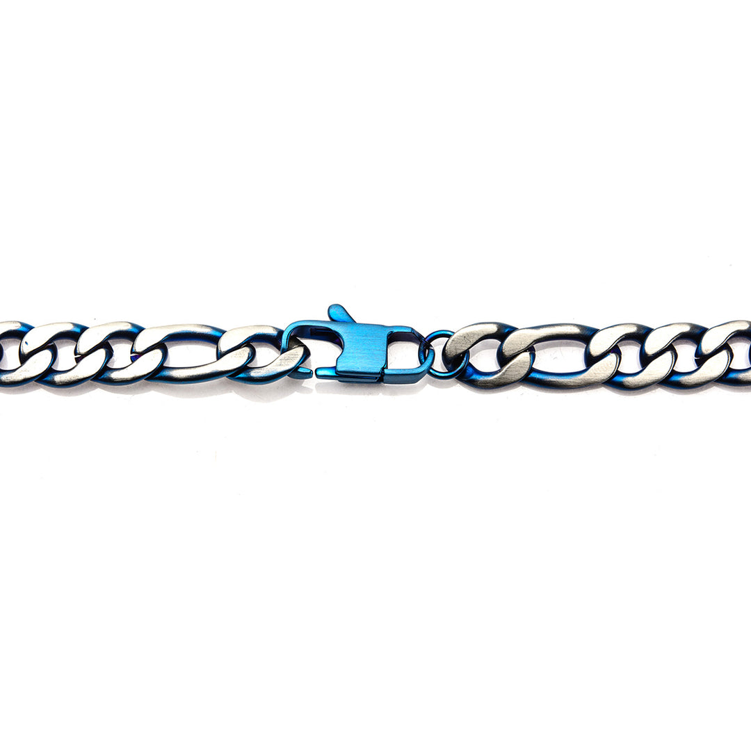 3mm Blue IP Figaro Chain Necklace