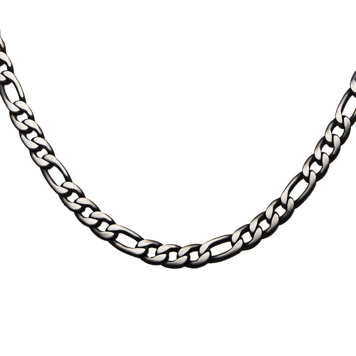 Black IP Figaro Chain Necklace