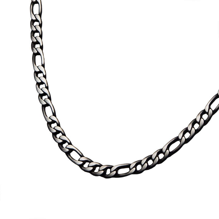 Black IP Figaro Chain Necklace