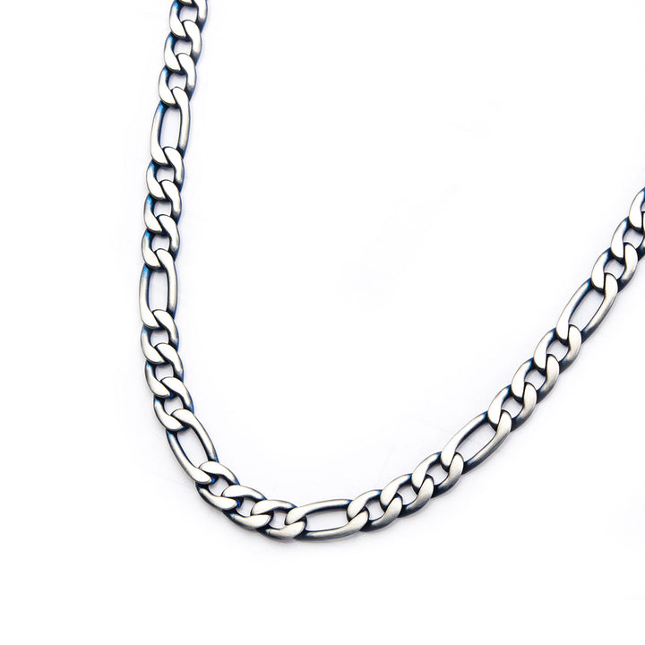 Steel Blue IP Figaro Chain Necklace