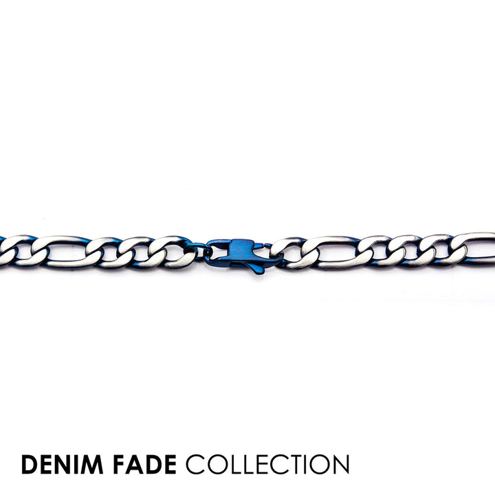 Steel Blue IP Figaro Chain Necklace