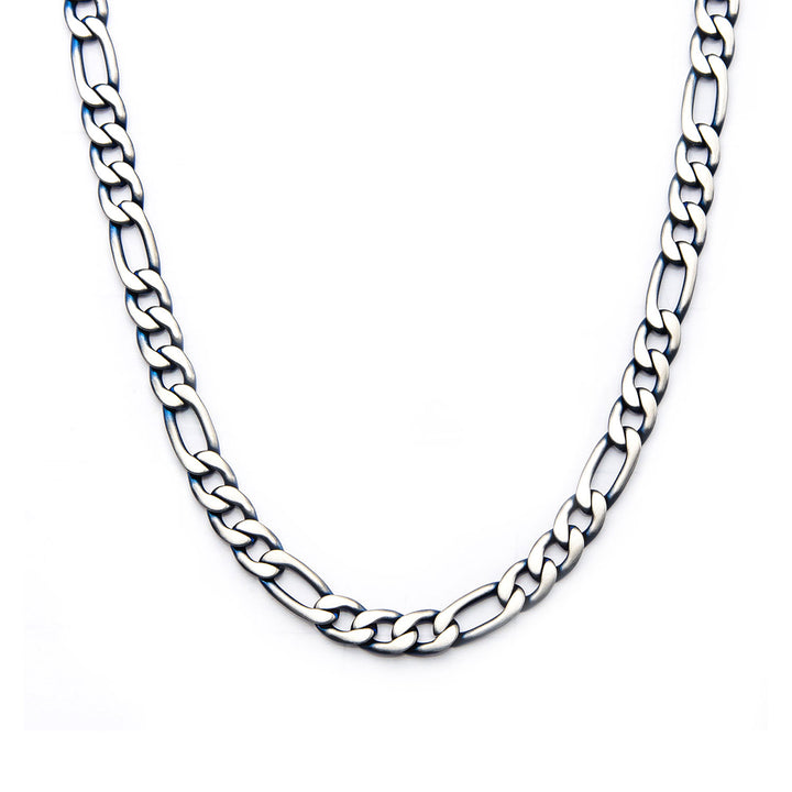 Steel Blue IP Figaro Chain Necklace