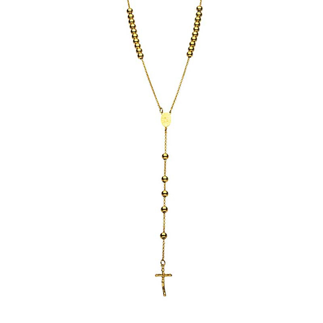 Gold IP Rosary Cross Pendant