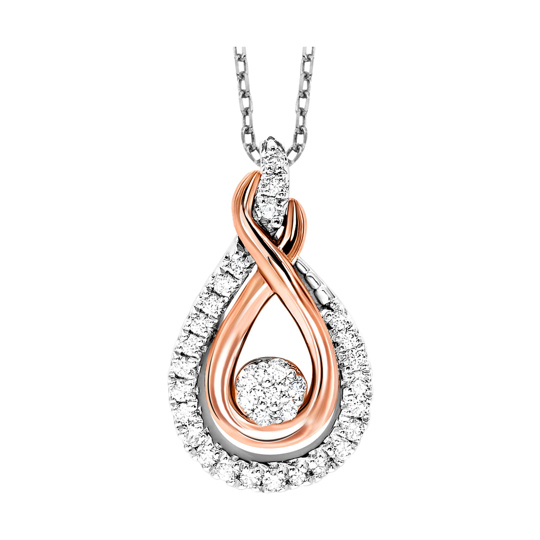 Gold Silver White Rose Diamond 1/6Ctw Pendant