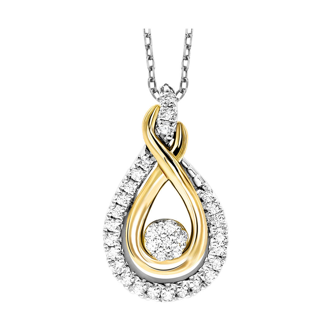 Gold Silver White Yellow Diamond 1/6Ctw Pendant