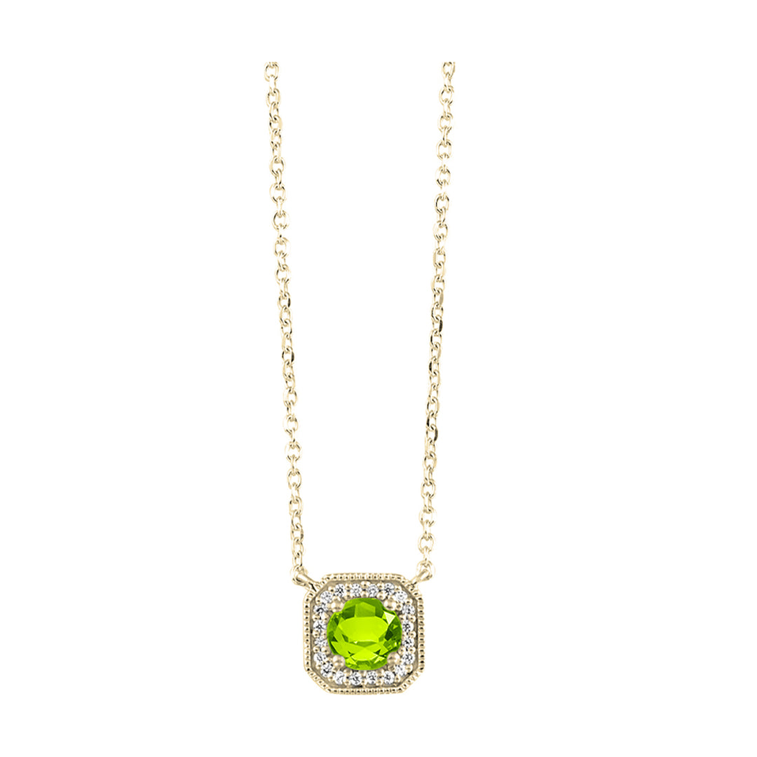 10Kt Yellow Gold Diamond 1/20Ctw & Peridot 1/2Ctw Pendant