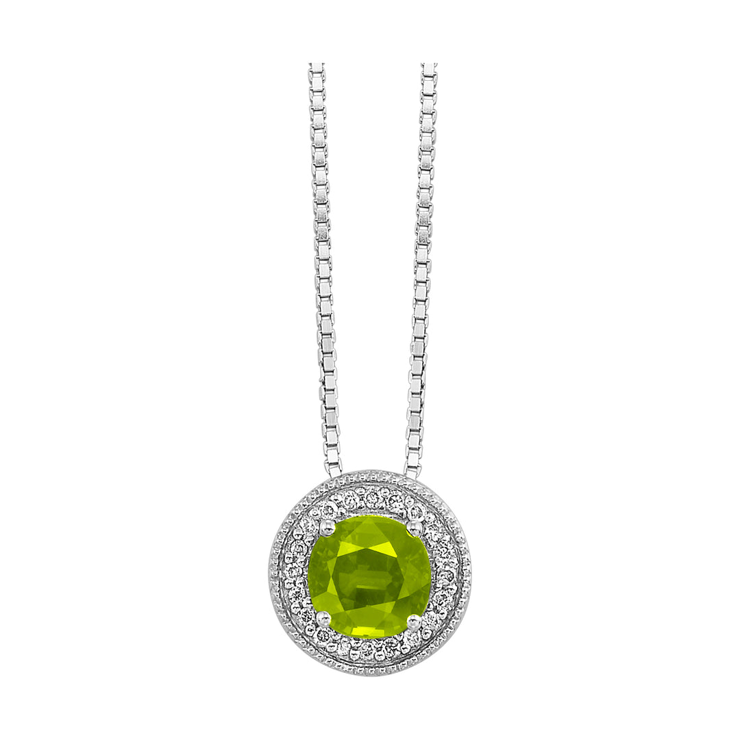 Silver White Diamond 1/20Ctw & Peridot 1/2Ctw Pendant