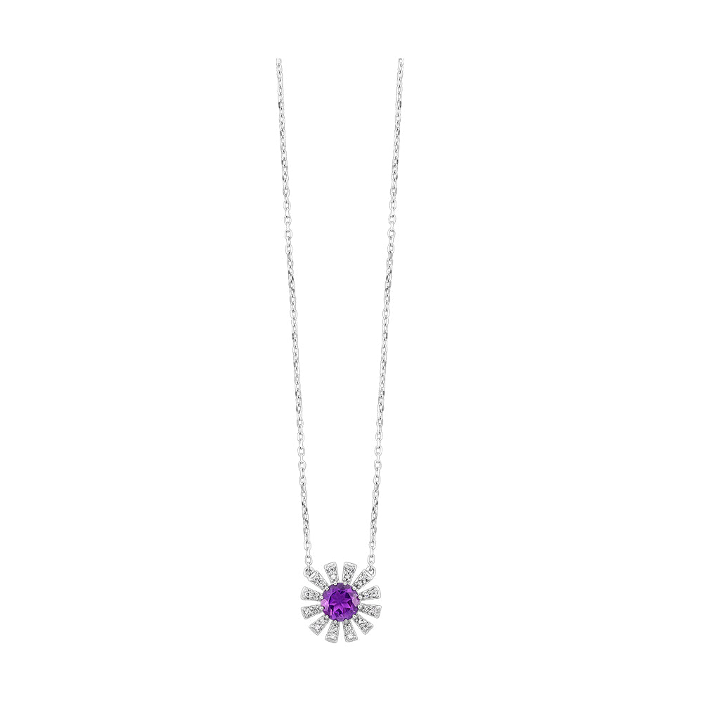 10Kt White Gold Diamond 1/20Ctw & Amethyst 1/2Ctw Pendant