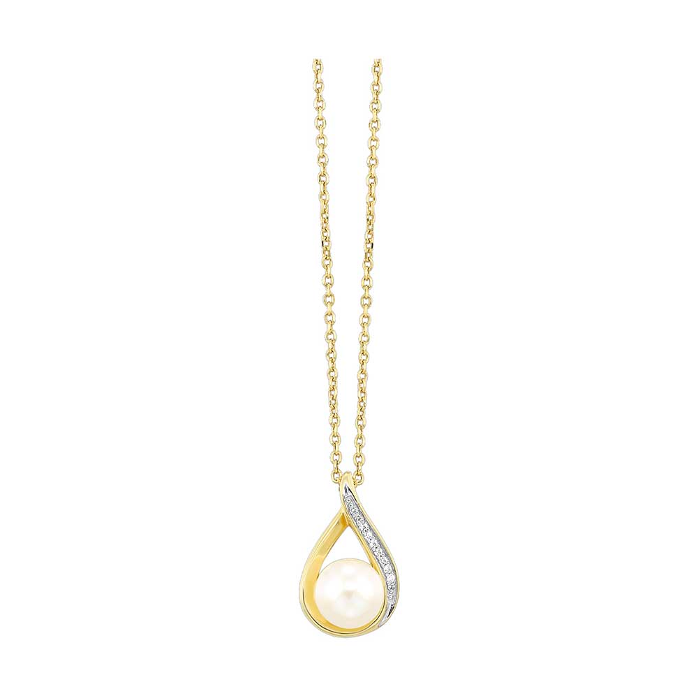 14Kt Yellow Gold Diamond 1/50Ctw & Pearl 1 1/2Ctw Pendant