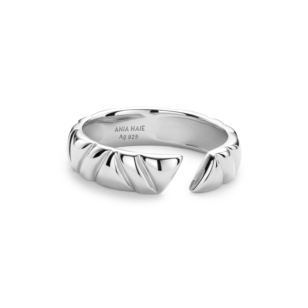 Silver Irregular Twill Adjustable Ring