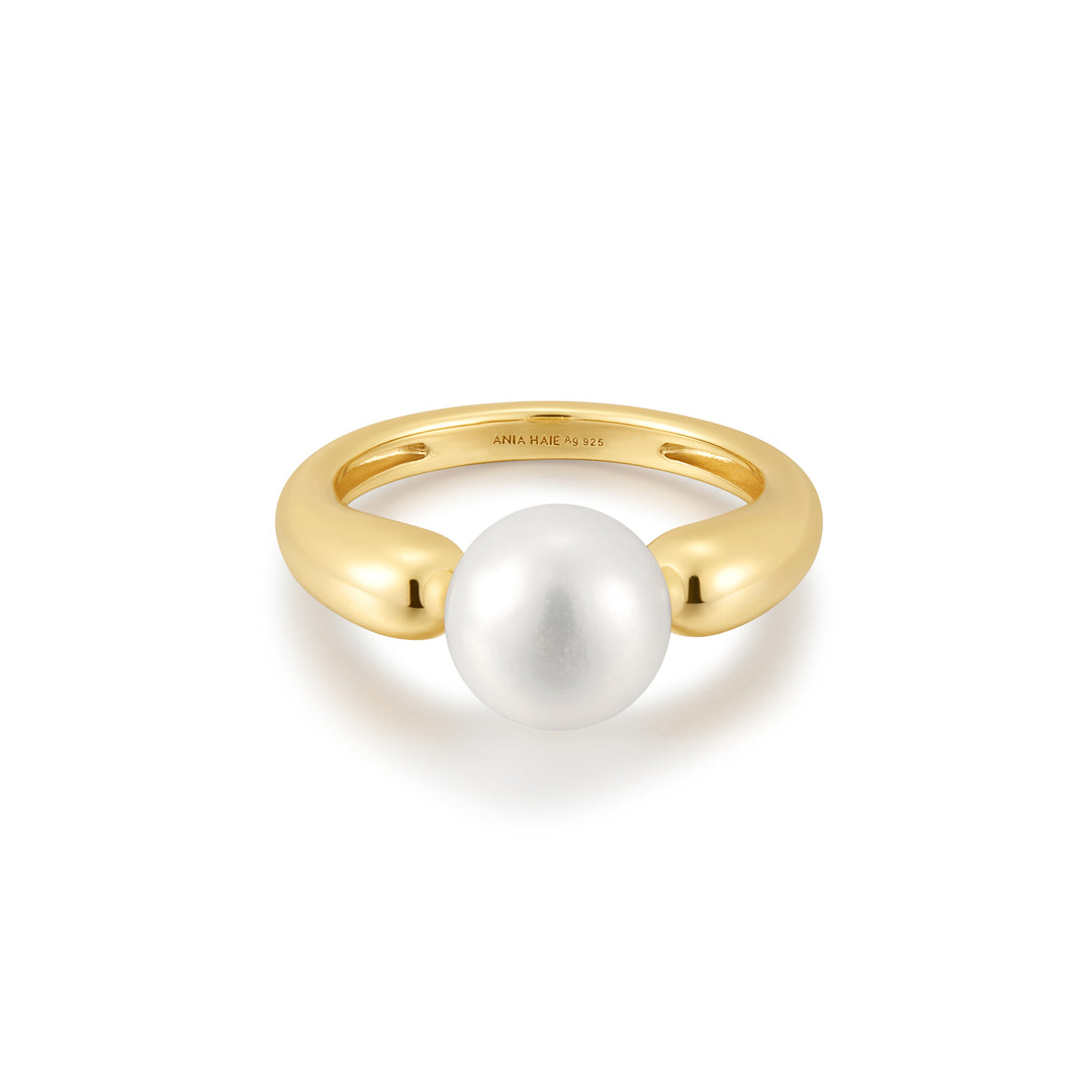 Gold Freshwater Sphere Pearl Ring