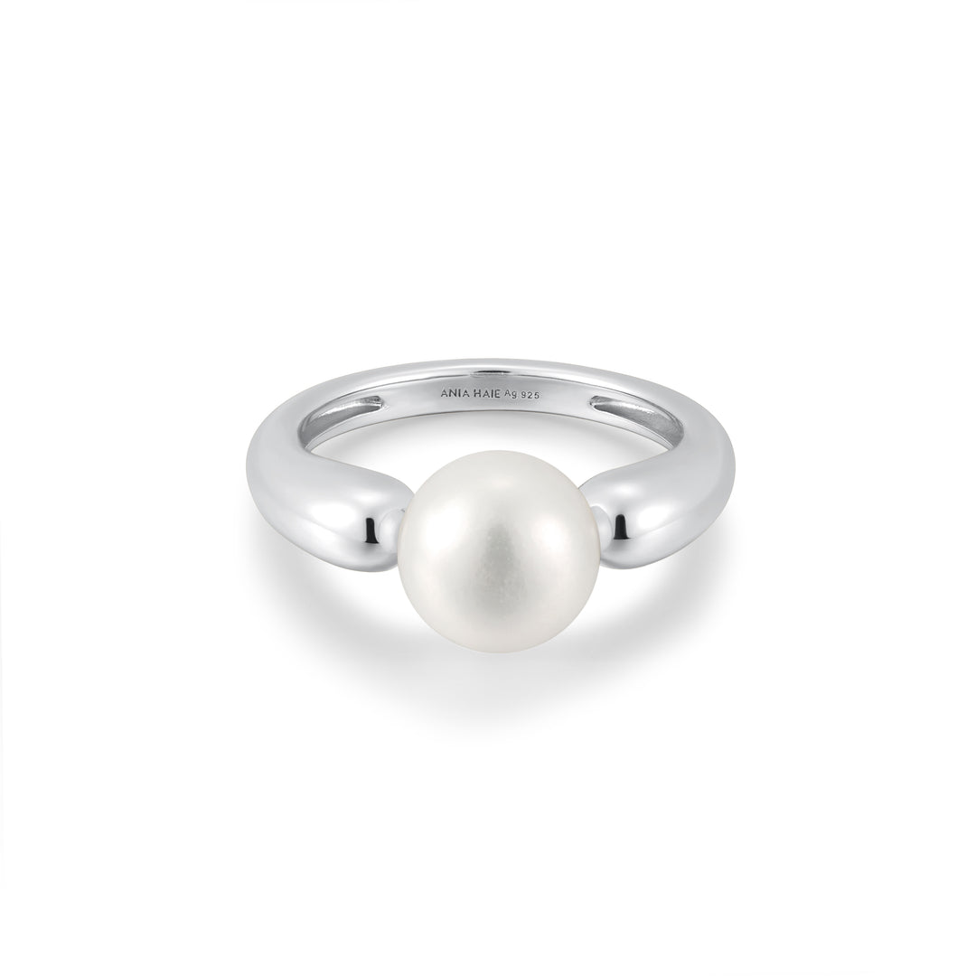 Silver Freshwater Sphere Pearl Ring