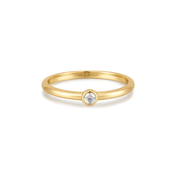 Gold Half Round Cubic Zirconia Ring