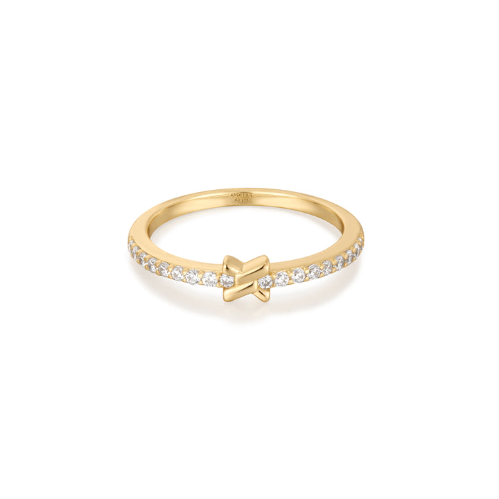 Gold Cross Cubic Zirconia Ring