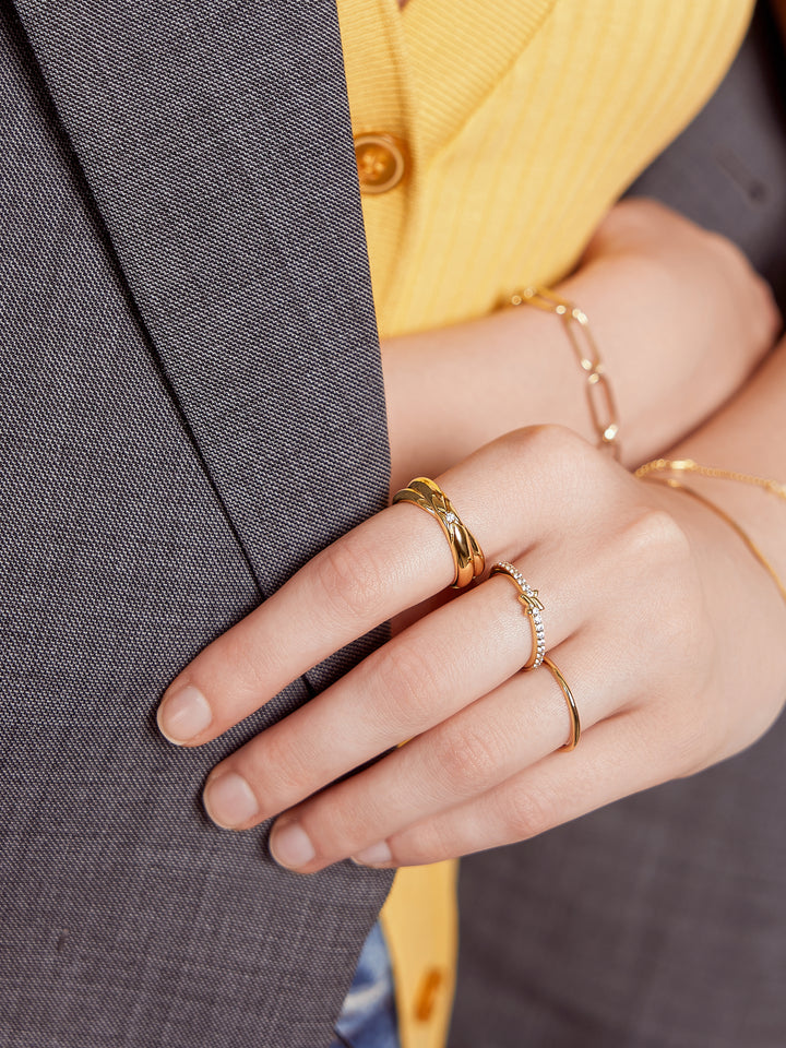 Gold Cross Cubic Zirconia Ring