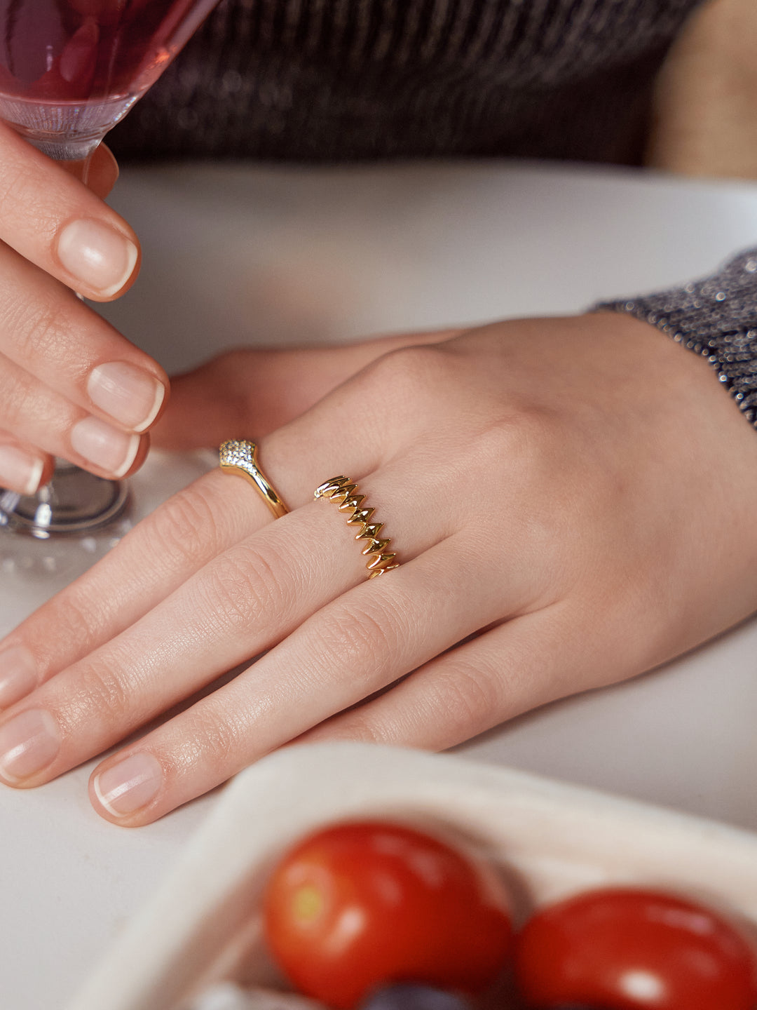 Gold Half Pavé Sparkle Ring