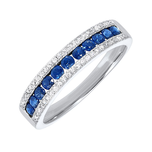 14Kt White Gold Diamond 1/8Ctw & Sapphire 1/2Ctw Ring