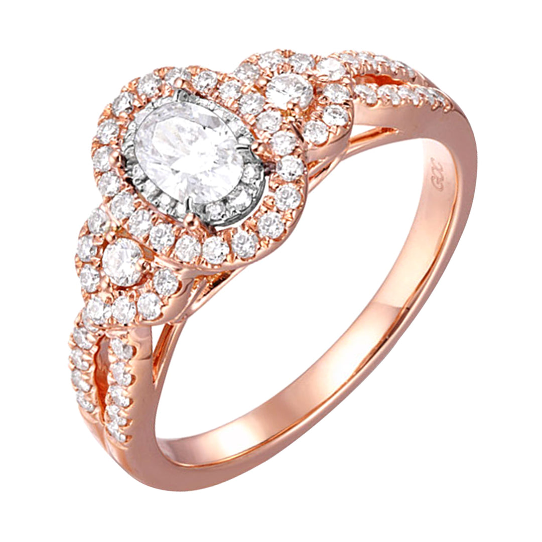 14Kt White Rose Gold Diamond 3/4Ctw Ring