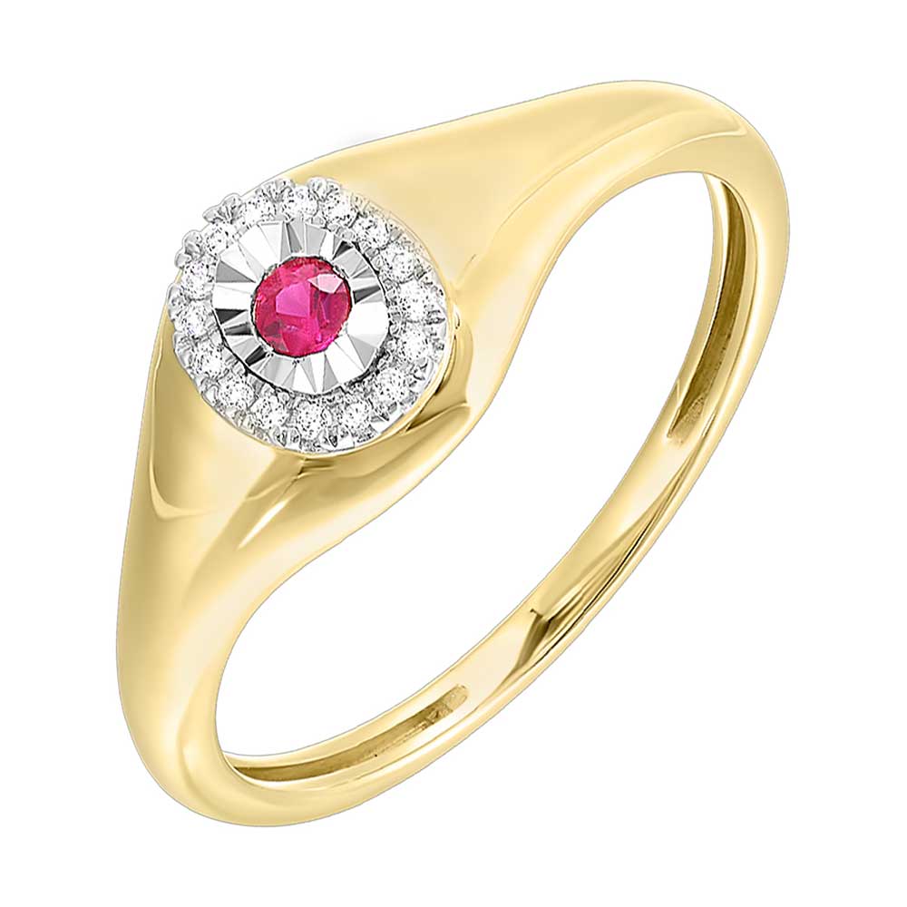 10Kt Yellow Gold Diamond 1/20Ctw & Ruby 1/20Ctw Ring