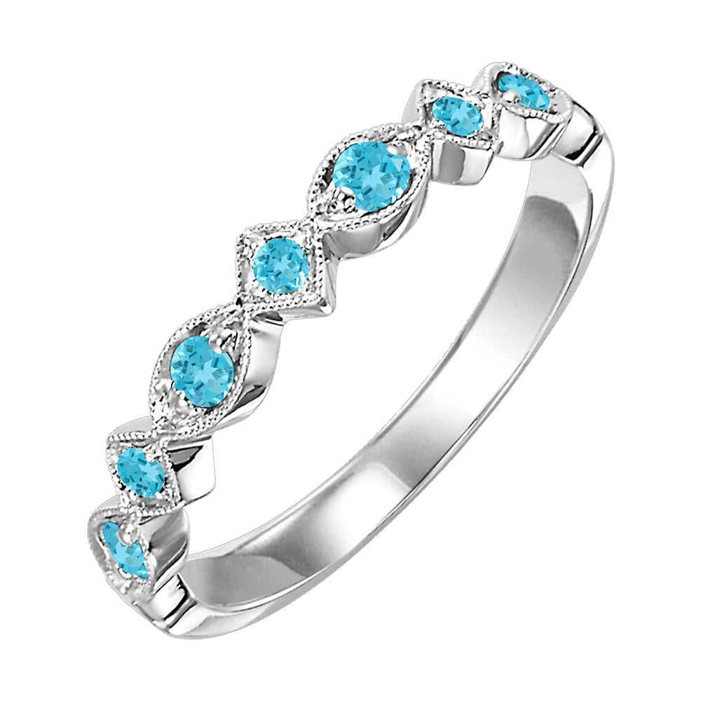 10Kt White Gold & Aquamarine 1/5Ctw Ring