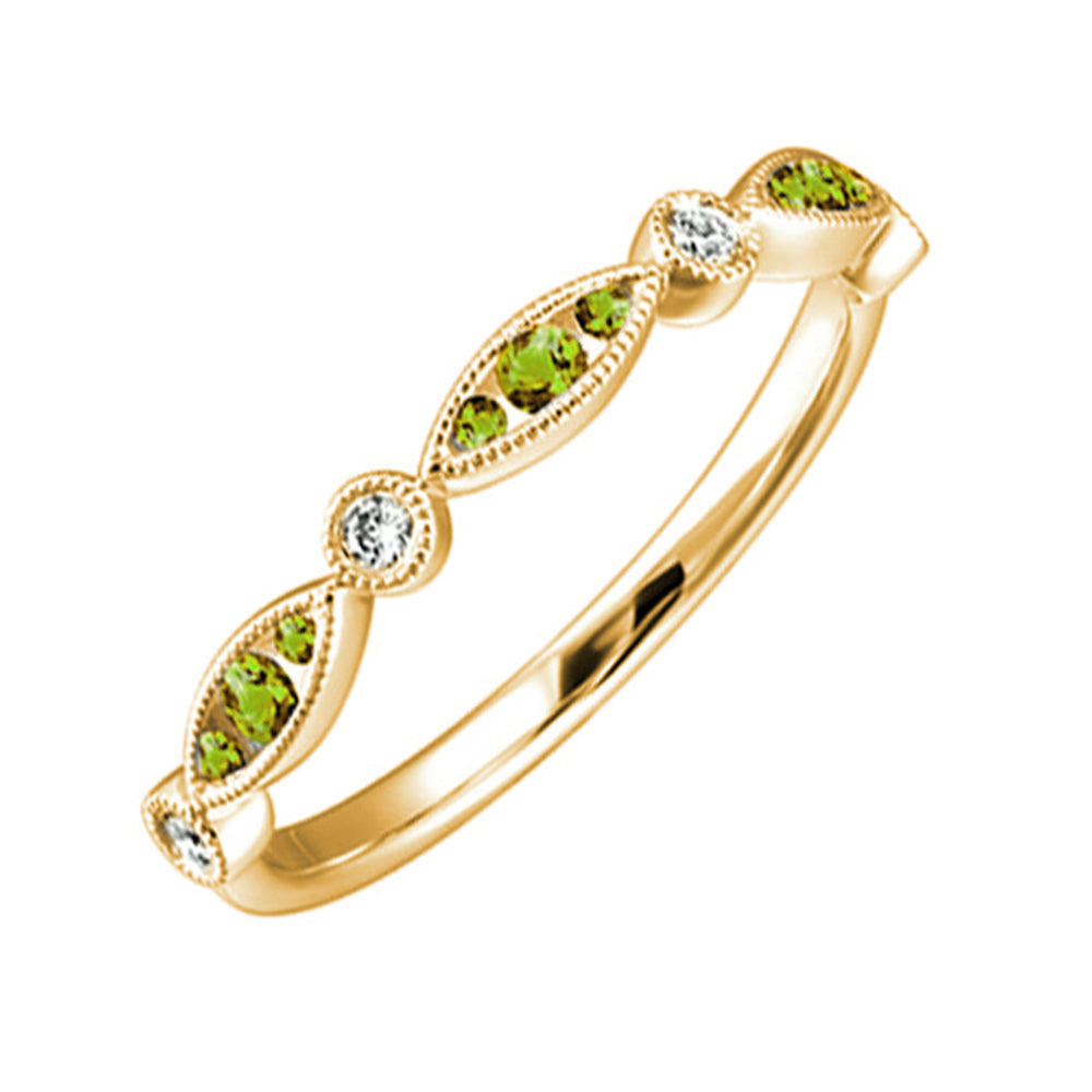 10Kt Yellow Gold Diamond 1/20Ctw & Peridot 1/5Ctw Ring