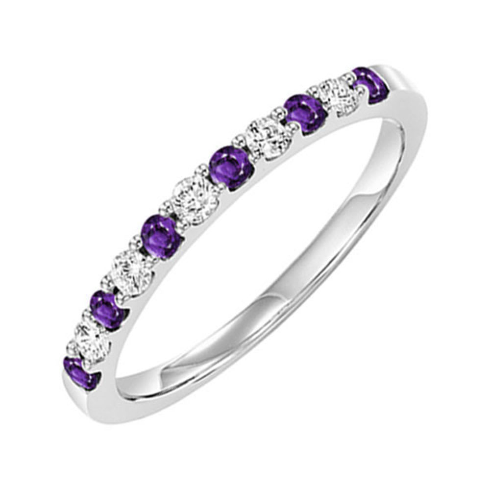 14Kt White Gold Diamond 1/5Ctw & Amethyst 1/4Ctw Ring