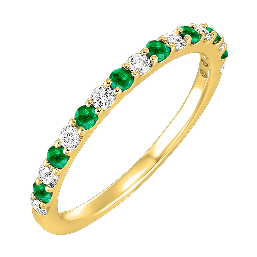 10Kt Yellow Gold Diamond 1/5Ctw & Emerald 1/5Ctw Ring