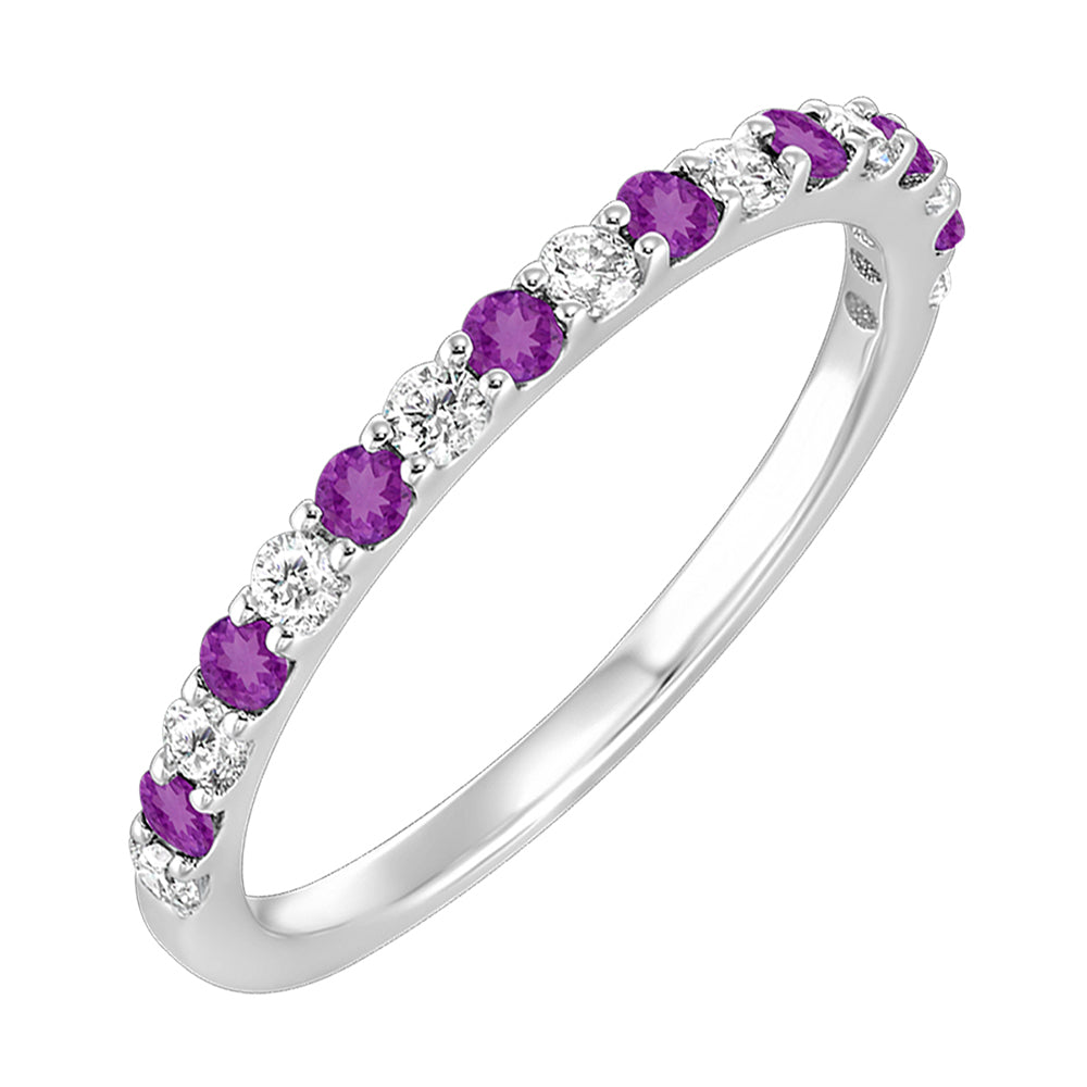 14Kt White Gold Diamond 1/5Ctw & Amethyst 1/4Ctw Ring