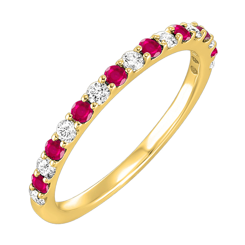 14Kt Yellow Gold Diamond 1/5Ctw & Ruby 1/4Ctw Ring