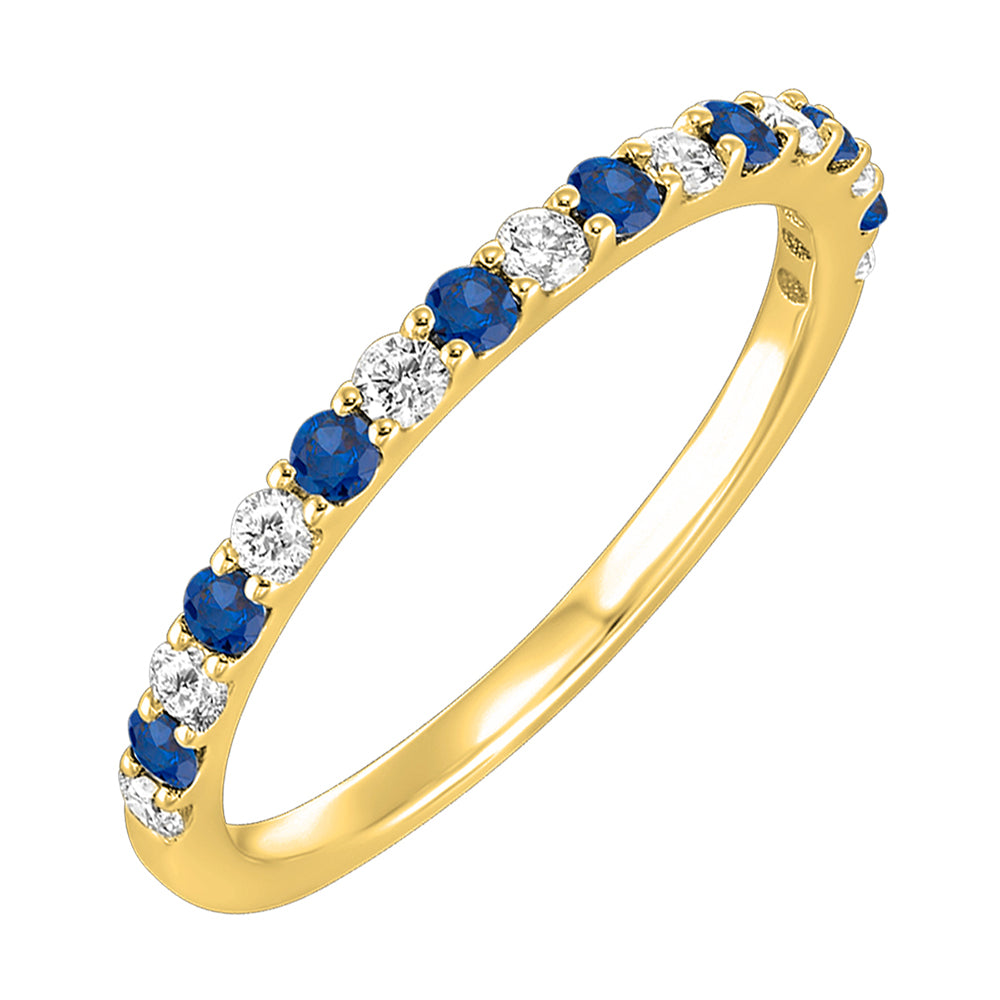 14Kt Yellow Gold Diamond 1/5Ctw & Sapphire 1/4Ctw Ring