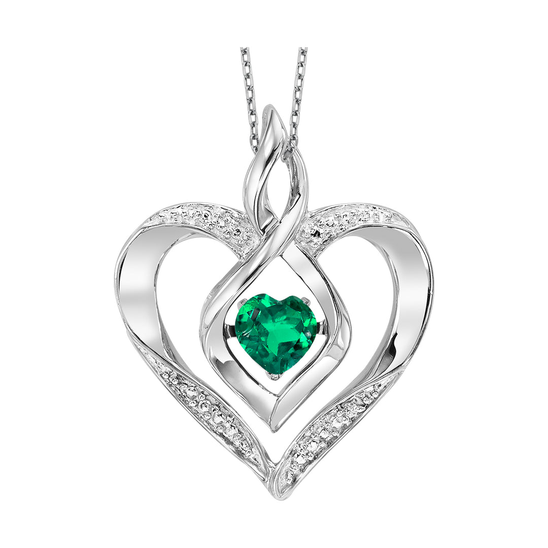 Silver Created-Emerald 1/4Ctw Pendant